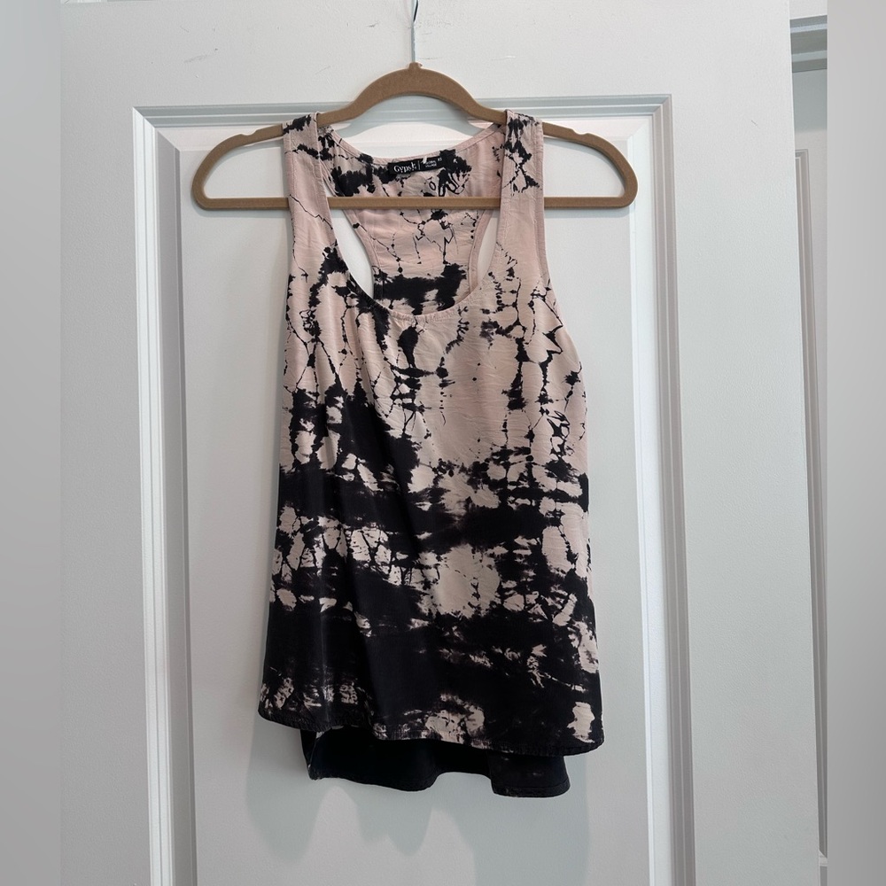 Gypsy 05 Black and Cream Tie-Dye Tank Top